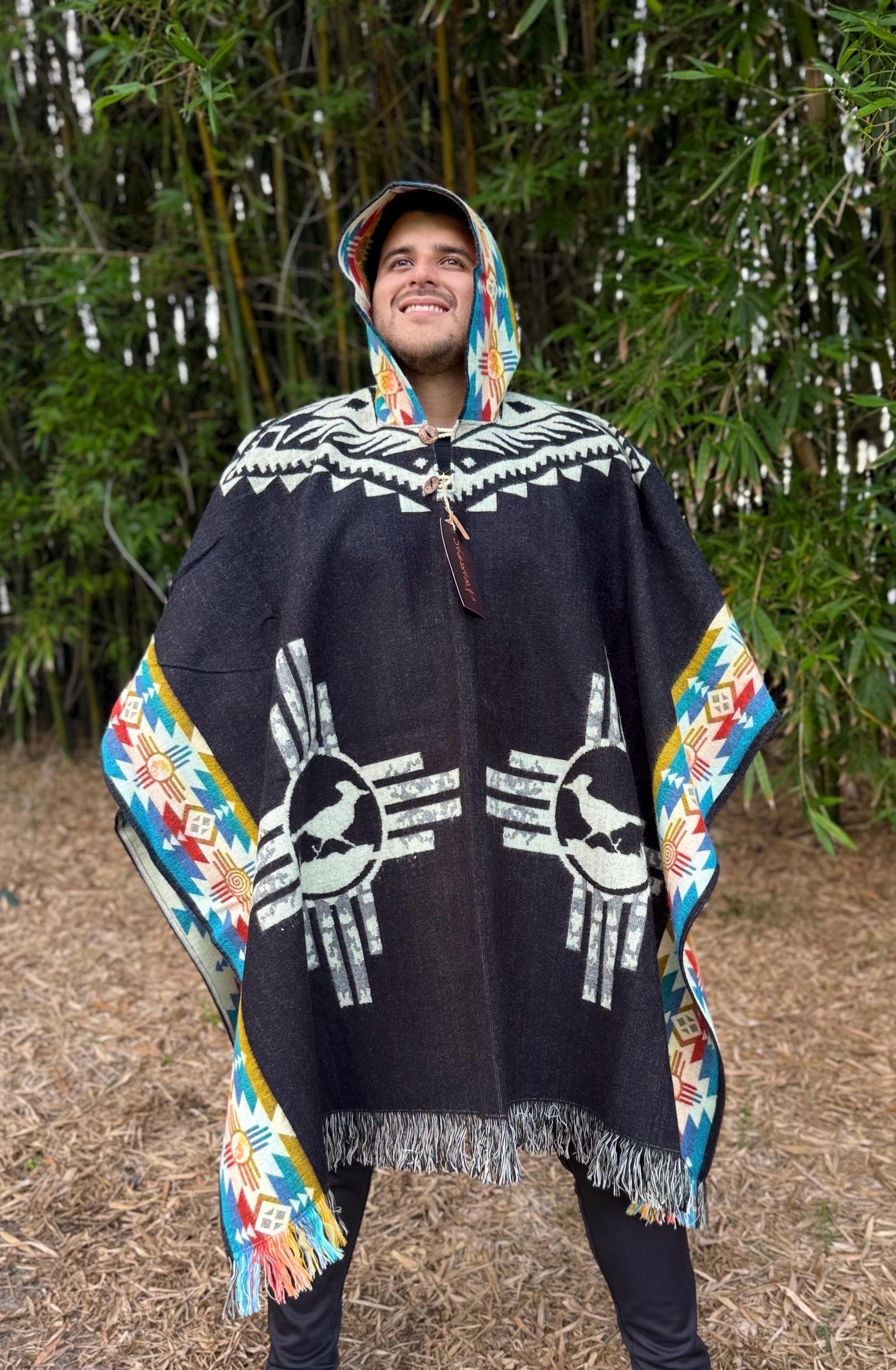 Handmade Alpaca Blend Poncho: Ecuadorian Andean Chakana Cross - Etsy