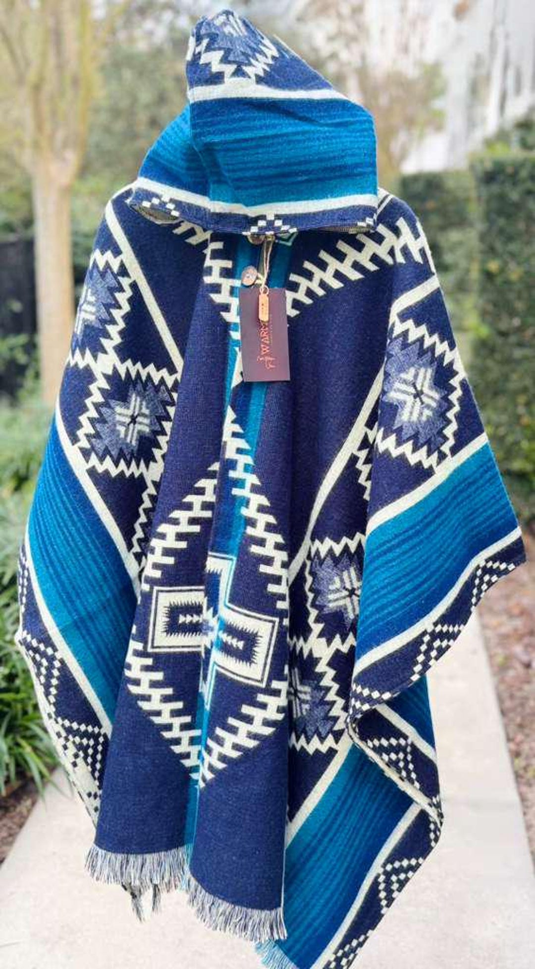 Aztec Rug Poncho Handwoven Alpaca Poncho, Ecuadorian Aztec Geometric Design, Unisex ...