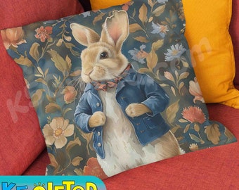 Peter Rabbit Pillow: full or case only, spun polyester or faux suede