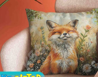 William Morris Beatrix Potter Fox Pillow, full pillow or case only, Spun Polyester or Faux Suede case, Morris kids, fun fox art throw