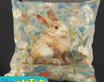 William Morris Bunny Pillow: full or case only, spun polyester or faux suede