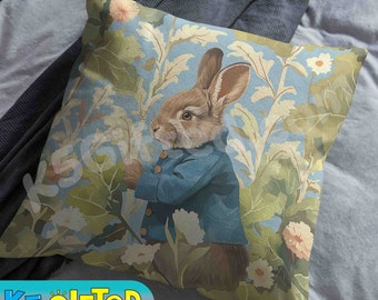 Beatrix Potter Peter Rabbit Pillow, full pillow or case only, Spun Polyester or Faux Suede case, decorative Peter Rabbit cushion for child