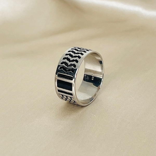 Palestinian Kufyia Ring - Kufyia Scarf Ring - Sterling Silver - Men | خاتم كوفية فلسطين