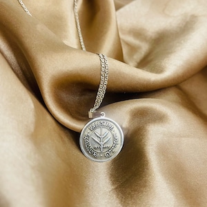 This piece represents the 1927 50 Mil coin. (one-sided coin).
Handmade in Palestine of high quality sterling silver.