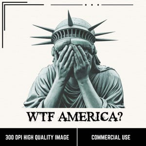 WTF América PNG, design da Estátua da Liberdade com a palma da mão na cara, design engraçado de camisa política WTF América, declaração de protesto PNG, imagem da liberdade