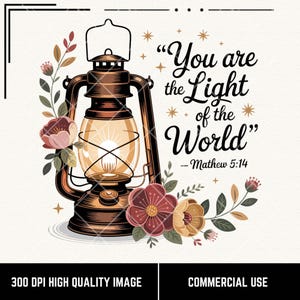 You Are the Light PNG: Christian Bible Verse Design (Digital Download
