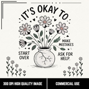 Boho Floral Mental Health PNG: zelfliefde citaatontwerp (digitale download)