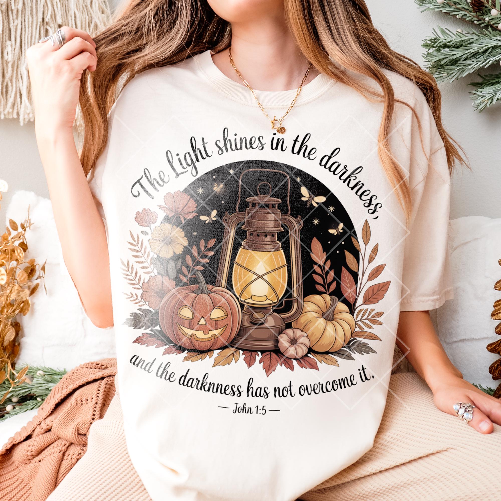 The Light Shines in the Darkness PNG, John 1:5 Bible Verse Shirt Design ...