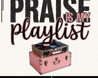 Christian Music Sublimation Design: Retro Gospel Record Player (PNG, PDF)
