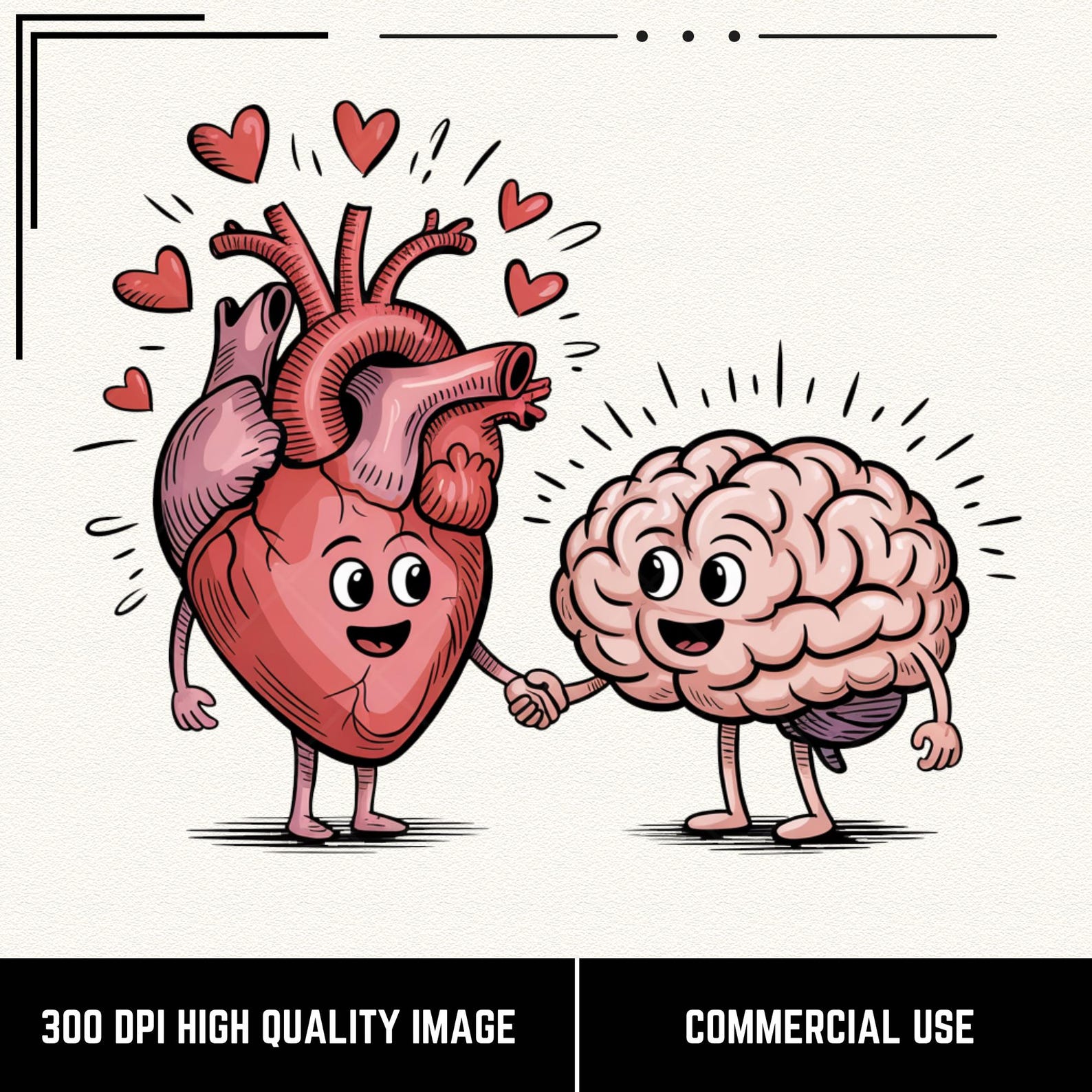 Heart and Brain Holding Hands PNG: Mental Health Sublimation (digital ...
