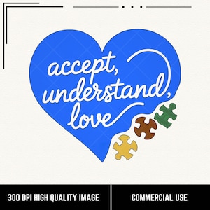 Autism Awareness Shirt, Be Kind PNG, Autism Awareness Heart Puzzle Design PNG – Accept, Understand, Love digitale download voor T-shirts