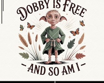 Dobby Is Free PNG | Vintage Wizard Sublimation (Digital Download)
