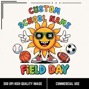 Custom School Field Day PNG: Sun Shirt Design (Digital Download)