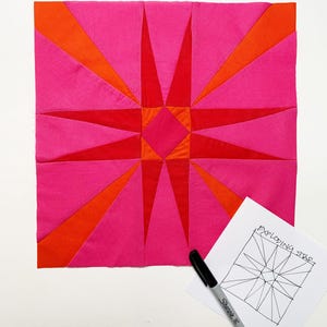 Star Quilt Block  pattern, 6 Sizes, PDF Instant Download, Traditionally pieced and FPP, Exploding Star