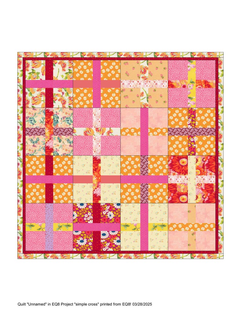 Simple Cross Quilt Block Pattern , 9 Sizes Square, PDF Instant Download ...