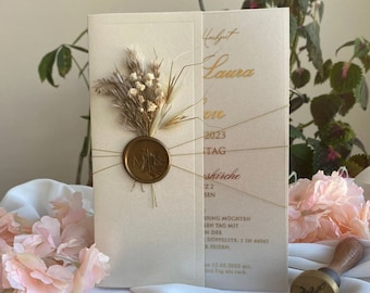 Code: 4008 Acrylic handmade cream wedding invitation