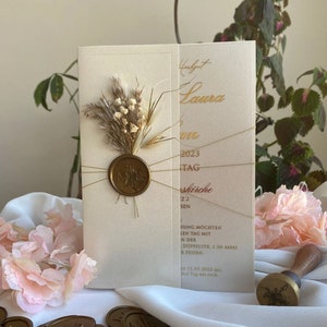 Code : 4008 Invitation de mariage en acrylique, faite à la main, de couleur crème