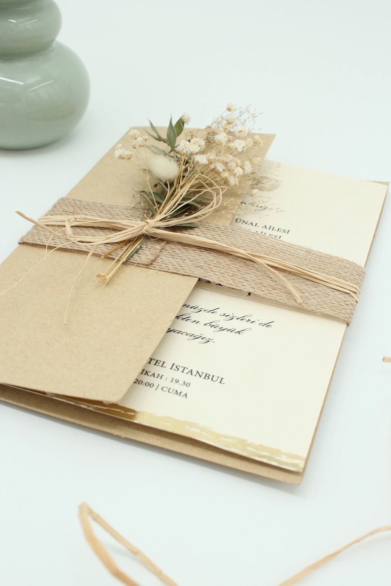 Code: 5007 Handmade kraft wedding invitation image 2