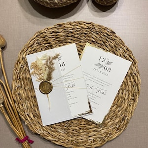 Código: 1019 Invitación de boda blanca hecha a mano imagen 1