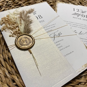 Code: 1019 Handmade white wedding invitation image 2