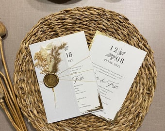 Code: 1019 Handgemachte weiße Hochzeitseinladung
