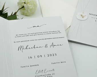 Código: 5016 Invitación de boda blanca hecha a mano