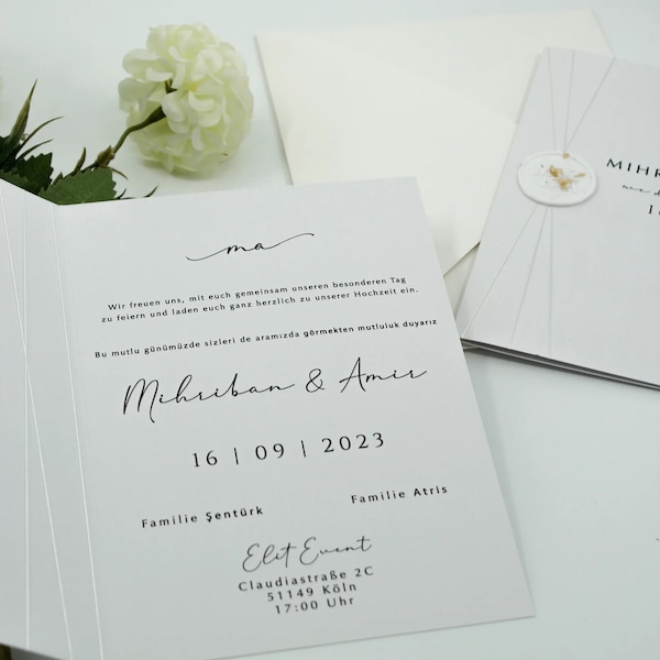 Code: 5016 Handmade white wedding invitation