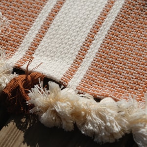 Handmade Organic Turkish Cotton Bath Mat: Neutral Farmhouse Decor