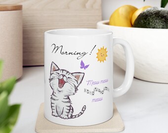 Cute kitten 11oz Ceramic Mug for mom, grandma teacup, cute kitten lover mug, teacher gift, friend mug, veterinarian mug, birthday gift,