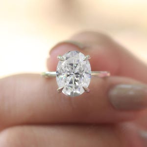 Vintage Hidden Halo 4.00 CT Oval Cut Moissanite Engagement Ring Diamond Wedding Ring Colorless Moissanite Ring Anniversary Ring for Gift