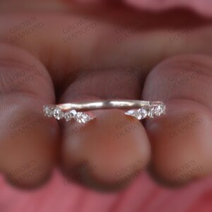 Gold Moissanite Eternity Ring / Marquise Cut Moissanite Wedding Band / Vintage Gold Stacking Ring Dainty Anniversary Band / Handmade Jewelry