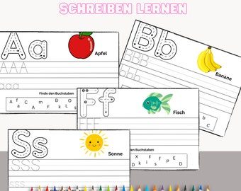 Feuilles de travail de l'alphabet, apprendre à écrire des lettres, Montessori, livre de coloriage ABC, préscolaire, école primaire, modèle d'impression PDF numérique, rentrée scolaire