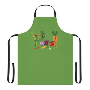 Food Unisex Chefs Apron, Grilling, Cooking, Baking, BBQ, Kitchen, Vegetables, Healthy, Tie Straps, Gifts, Women, Men, Friends, Teens