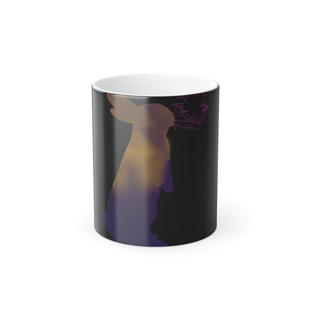 Rabbit Moon Black Color Morphing Mug 11oz, Bunny, Calm, Heat Reactive ...