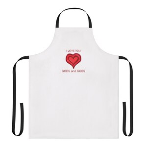 I Love You Gobs and Gobs Unisex Chefs Apron, Grilling, Cooking, BBQ, Kitchen, Tie Straps, Gender Neutral, One Size, Gifts, Women, Men, Teens