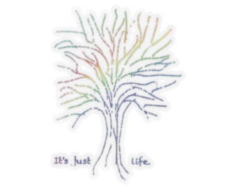 Sticker regenboog levensboom, kleurrijke natuursticker