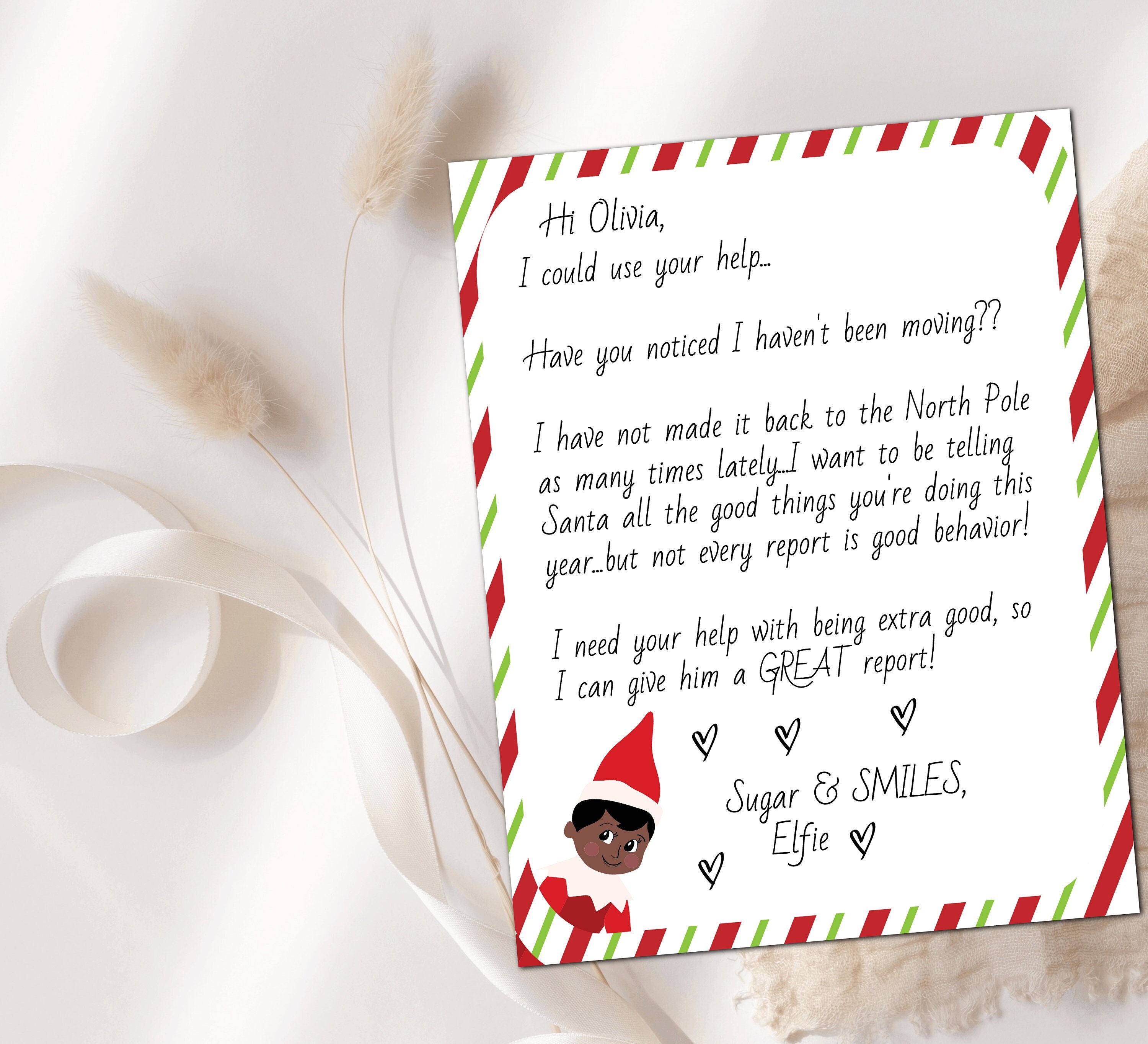 Elf Not Moving Letter Elf Letter Instant Access 8.5 X 11 Text Fully ...