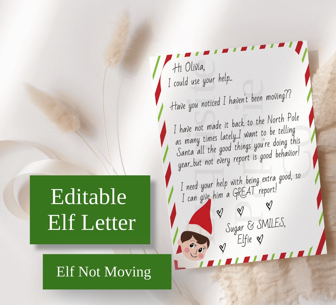 Elf to Move Letter Elf on the Shelf Letter Not Moving Etsy