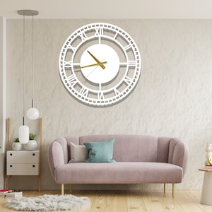 Metal Wall Clock, Oversize Wall Clock, Unique Circle Wall Clock, Silent ...