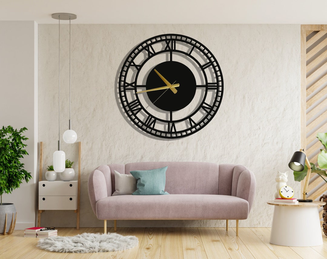 Metal Wall Clock, Oversize Wall Clock, Unique Circle Wall Clock, Silent