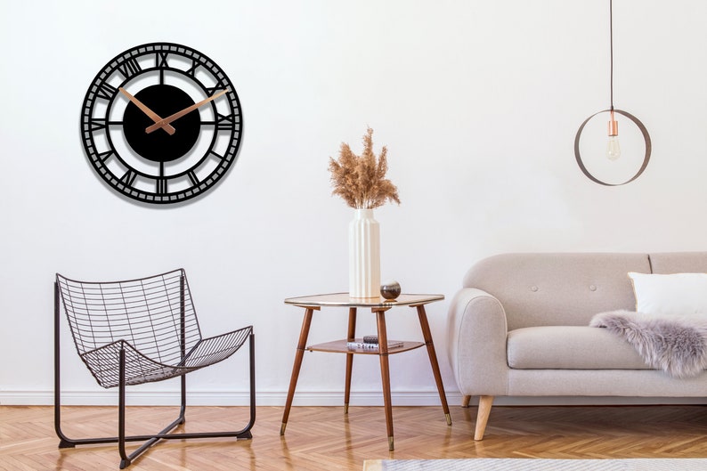 Metal Wall Clock Oversize Wall Clock Unique Circle Wall Etsy