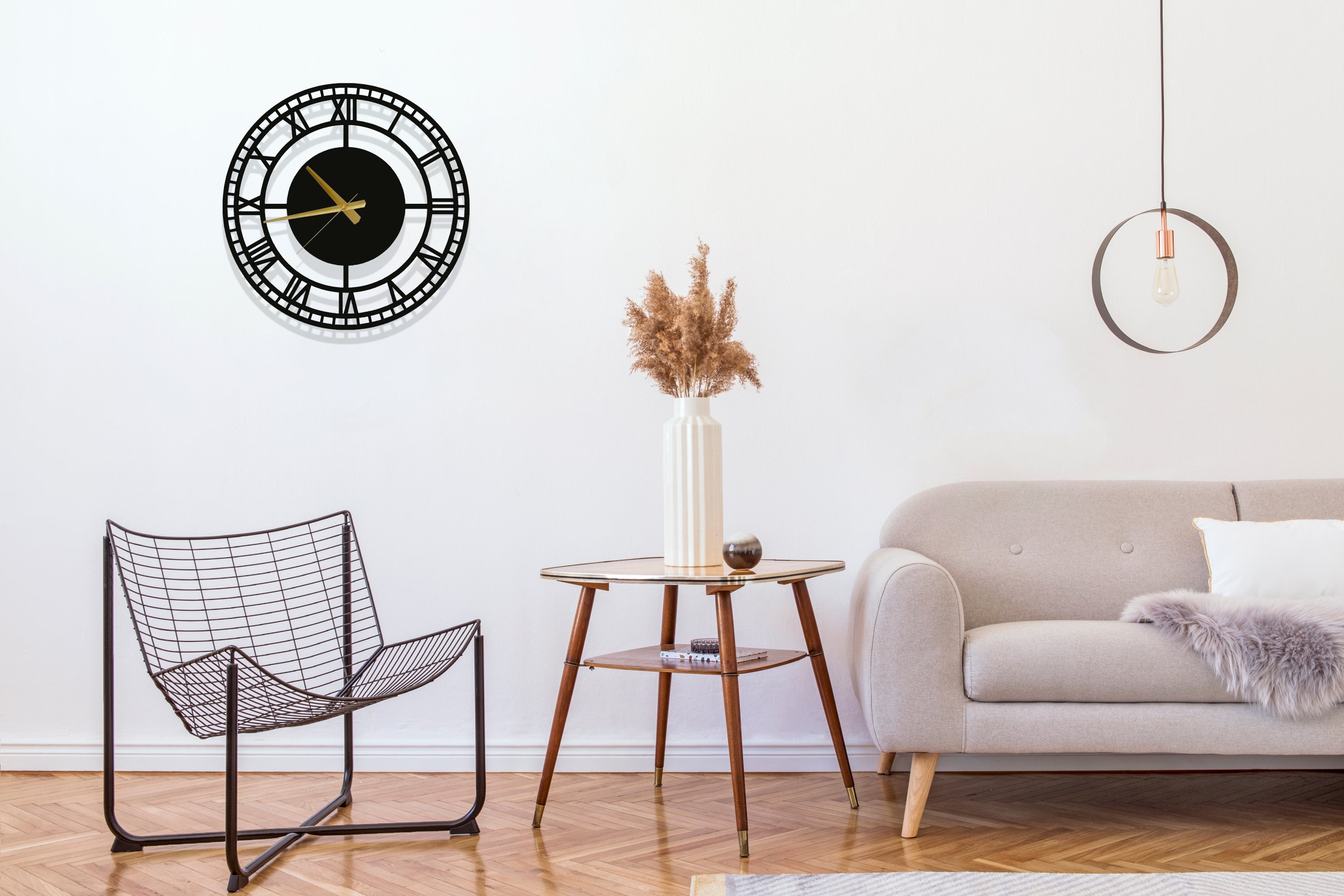 Metal Wall Clock, Oversize Wall Clock, Unique Circle Wall Clock, Silent