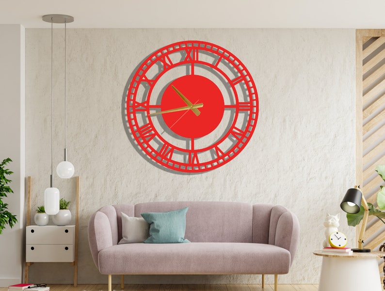 Metal Wall Clock Oversize Wall Clock Unique Circle Wall Etsy