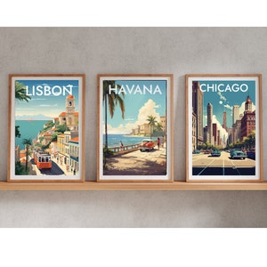 Vintage Travel Wall Art, Printable Posters, 5 Retro Poster Prints | Digital Download for Home Decor | Printable Wanderlust Set