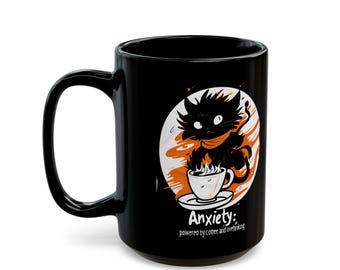Angst Monster Kaffeebecher: Schwarze Keramik Tasse für Kaffeeliebhaber