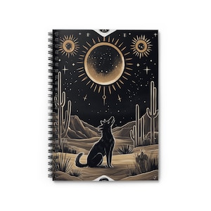 Desert Coyote Notebook, Spiral Notebook, Ruled Line Journal, Wildlife Animal Notepad, Southwestern Coyote Diary, Southwest boho journal