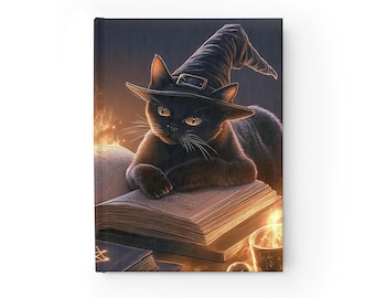 Witch Cat Journal, Halloween Spellbook Notebook, Gothic Planner