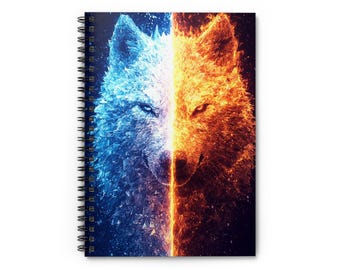 Feuer und Eis Wolf Spiralblock | Liniertes Journal