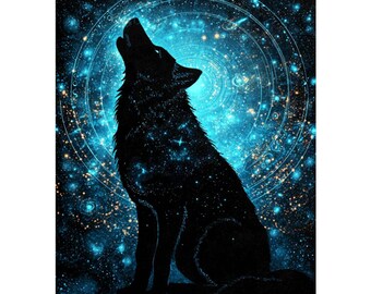 Celestial Wolf Galaxy Metal Wall Art: Mystical Celestial Decor Sign for Fantasy Lovers (USA-Made)