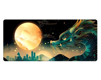 Dragon Moon Extended Gaming Mouse Pad - Fantasy Desk Mat for Gamers Large Computer Mousepad